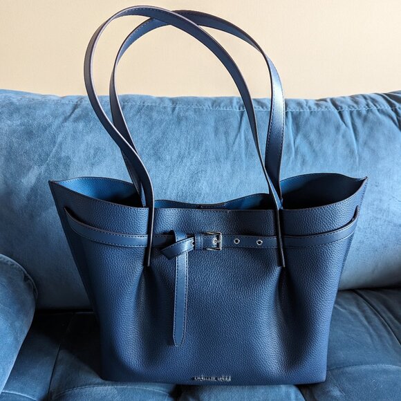 NWT Michael Kors Emilia Large Pebbled Leather Tote Bag - Navy - Picture 4 of 8